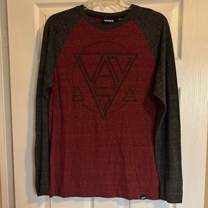 Vans men’s red and gray long sleeve graphic t-shirt size medium